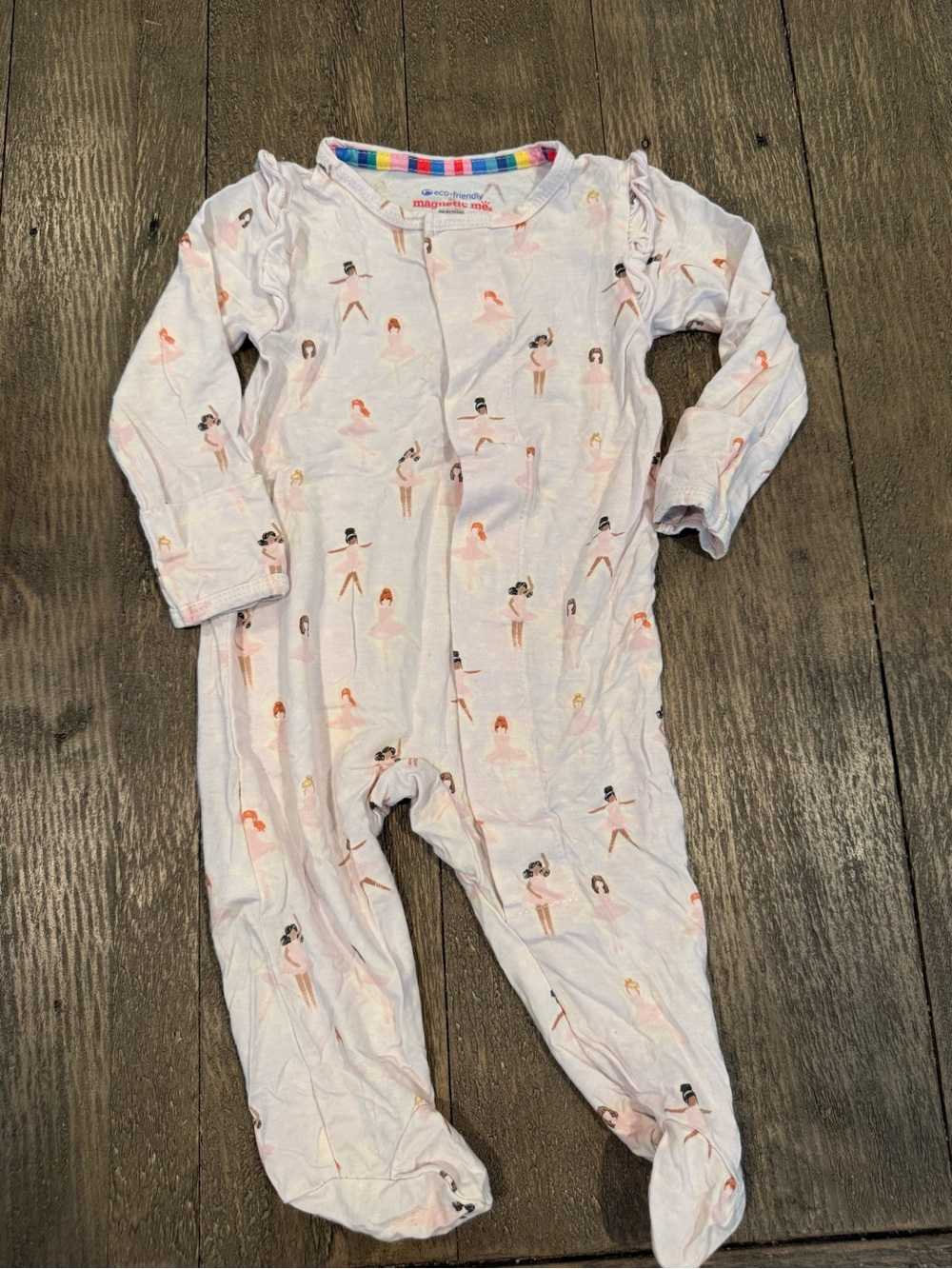Magnetic Me Light Pink Ballerina Print Footed One-Piece